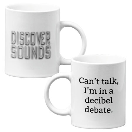 11 oz Mug: Can't talk, I'm in a decibel debate.